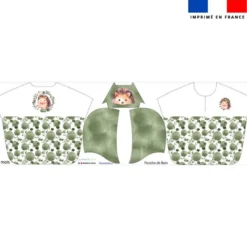 Patron imprimé sur tissu éponge pour poncho de bain motif choupisson aquarelle
