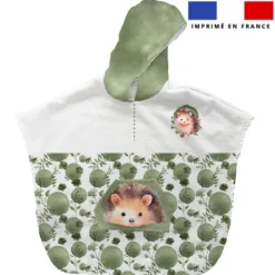Patron imprimé sur tissu éponge pour poncho de bain motif choupisson aquarelle