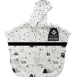 Patron imprimé sur tissu éponge pour poncho de bain motif animaux de la nuit
