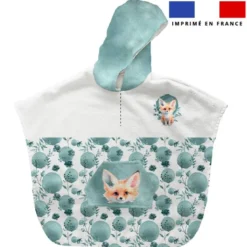 Patron imprimé sur tissu éponge pour poncho de bain motif renard aquarelle