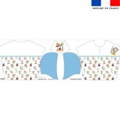 Patron imprimé sur tissu éponge pour poncho de bain motif animaux d'été