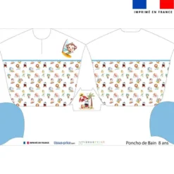 Patron imprimé sur tissu éponge pour poncho de bain motif animaux d'été