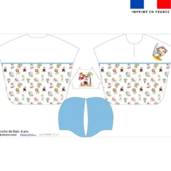Patron imprimé sur tissu éponge pour poncho de bain motif animaux d'été