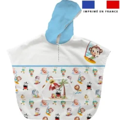 Patron imprimé sur tissu éponge pour poncho de bain motif animaux d'été
