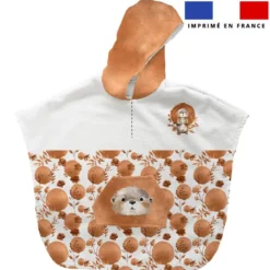 Patron imprimé sur tissu éponge pour poncho de bain motif loutre aquarelle