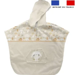 Patron imprimé sur tissu éponge pour poncho de bain motif lapin dans les nuages