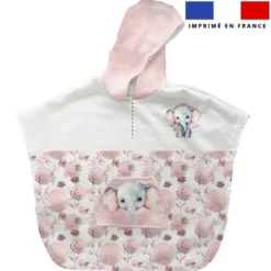 Patron imprimé sur tissu éponge pour poncho de bain motif éléphant aquarelle