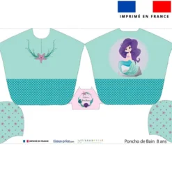 Patron imprimé sur tissu éponge pour poncho de bain motif océan