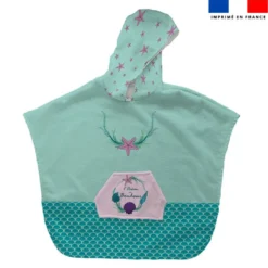 Patron imprimé sur tissu éponge pour poncho de bain motif océan