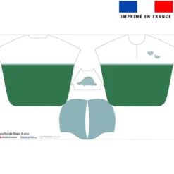 Patron imprimé sur tissu éponge pour poncho de bain motif dino vert