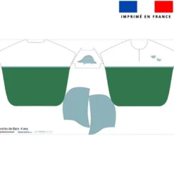 Patron imprimé sur tissu éponge pour poncho de bain motif dino vert