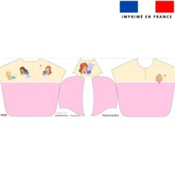Patron imprimé sur tissu éponge pour poncho de bain motif petites sirènes