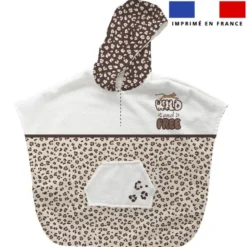 Patron imprimé sur tissu éponge pour poncho de bain motif léopard