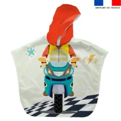Patron imprimé sur tissu éponge pour poncho de bain motif moto de course
