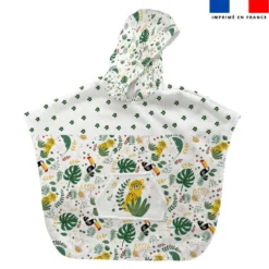 Patron imprimé sur tissu éponge pour poncho de bain motif animaux de la jungle