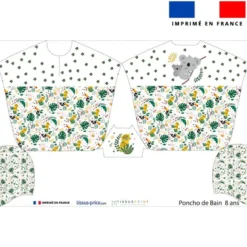 Patron imprimé sur tissu éponge pour poncho de bain motif animaux de la jungle