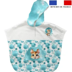 Patron imprimé sur tissu éponge pour poncho de bain motif écureuil aquarelle