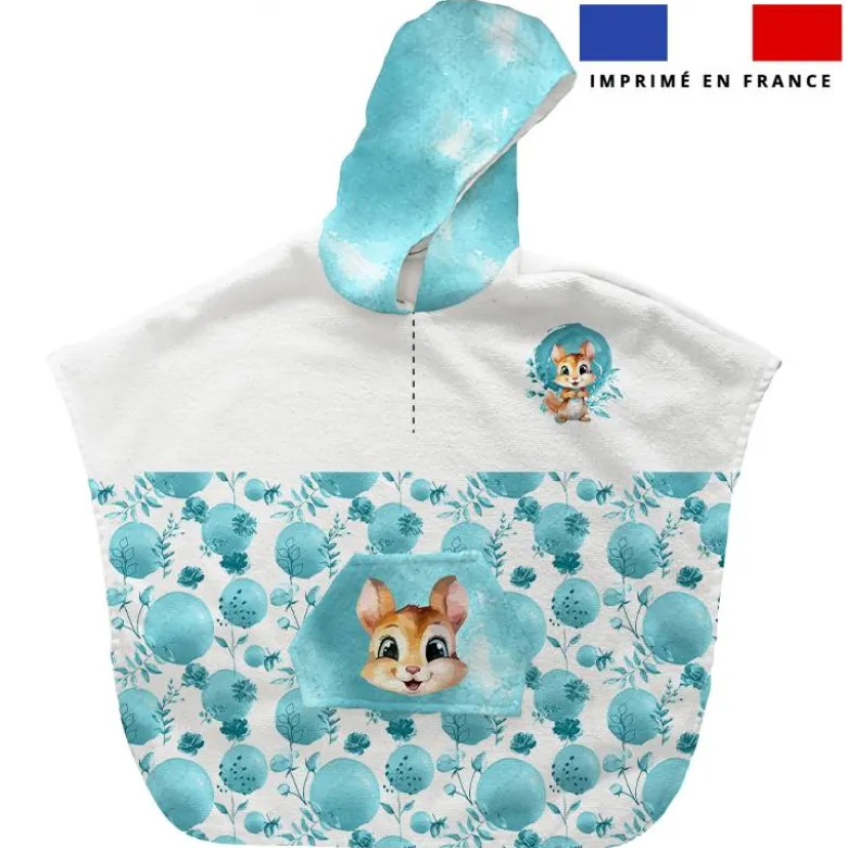 Patron imprimé sur tissu éponge pour poncho de bain motif écureuil aquarelle