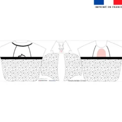 Patron imprimé sur tissu éponge pour poncho de bain motif lapinou