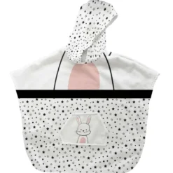 Patron imprimé sur tissu éponge pour poncho de bain motif lapinou