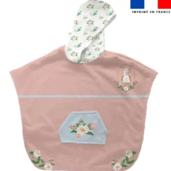 Patron imprimé sur tissu éponge pour poncho de bain motif cygne