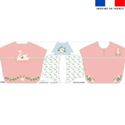 Patron imprimé sur tissu éponge pour poncho de bain motif cygne
