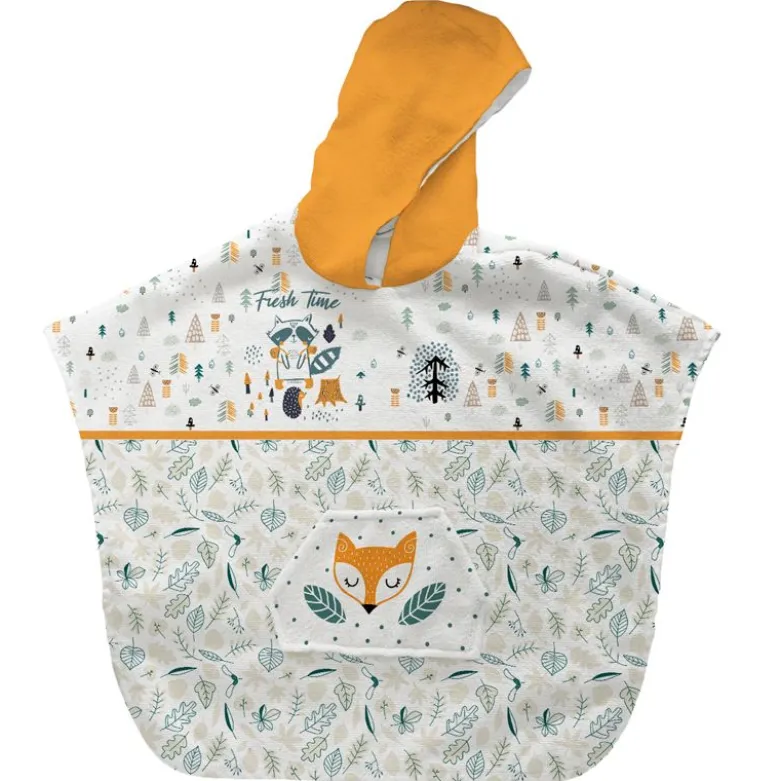 Patron imprimé sur tissu éponge pour poncho de bain motif animaux de la forêt