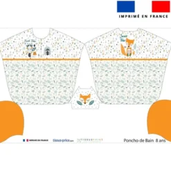 Patron imprimé sur tissu éponge pour poncho de bain motif animaux de la forêt