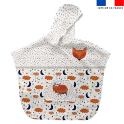 Patron imprimé sur tissu éponge pour poncho de bain motif renard