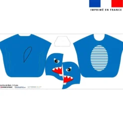 Patron imprimé sur tissu éponge pour poncho de bain motif requin
