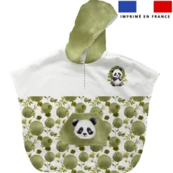 Patron imprimé sur tissu éponge pour poncho de bain motif panda aquarelle