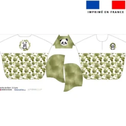 Patron imprimé sur tissu éponge pour poncho de bain motif panda aquarelle