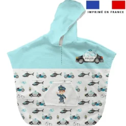 Patron imprimé sur tissu éponge pour poncho de bain motif policier aquarelle