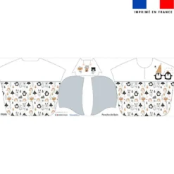 Patron imprimé sur tissu éponge pour poncho de bain motif animaux hiver