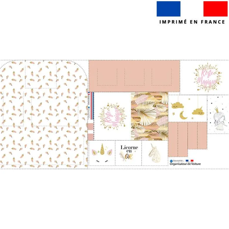Patron pour organisateur de voiture motif licorne + Coupon pochette Offert