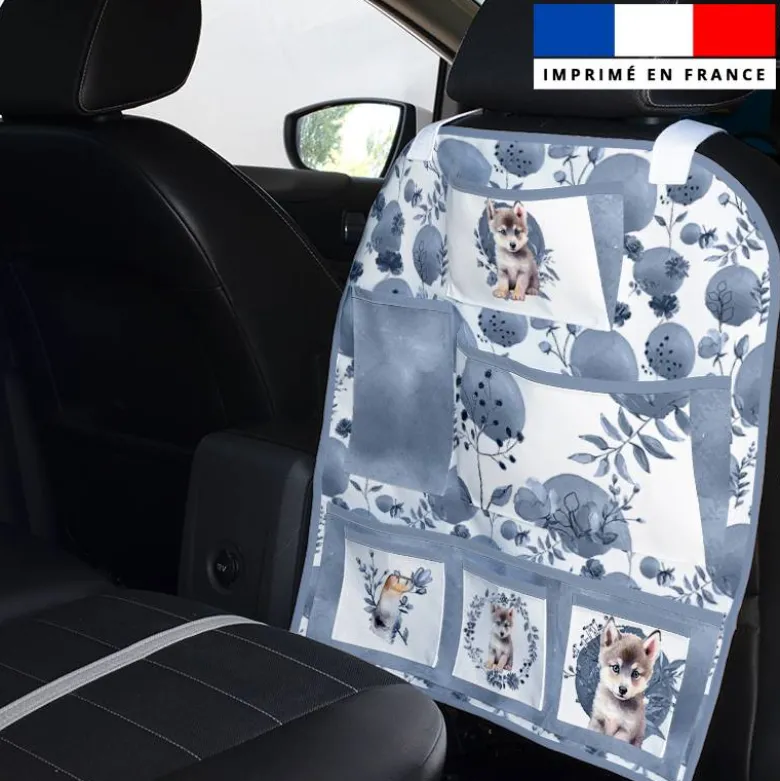 Patron pour organisateur de voiture motif husky aquarelle + Coupon pochette Offert