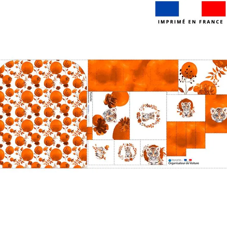 Patron pour organisateur de voiture motif tigre aquarelle + Coupon pochette Offert
