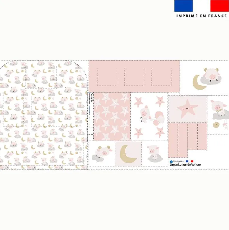 Patron pour organisateur de voiture motif mouton des rêves + Coupon pochette Offert