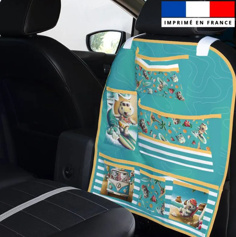 Patron pour organisateur de voiture motif hippo en vacances + Coupon pochette Offert - Création Stillistic