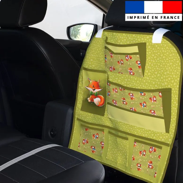 Patron pour organisateur de voiture motif renard noeud papillon + Coupon pochette Offert - Création Stillistic