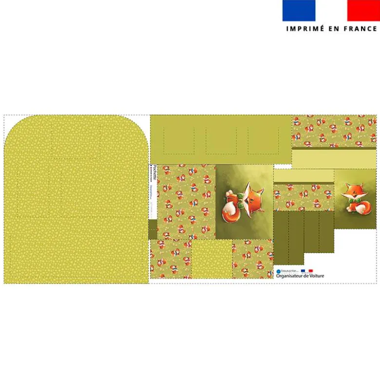 Patron pour organisateur de voiture motif renard noeud papillon + Coupon pochette Offert - Création Stillistic