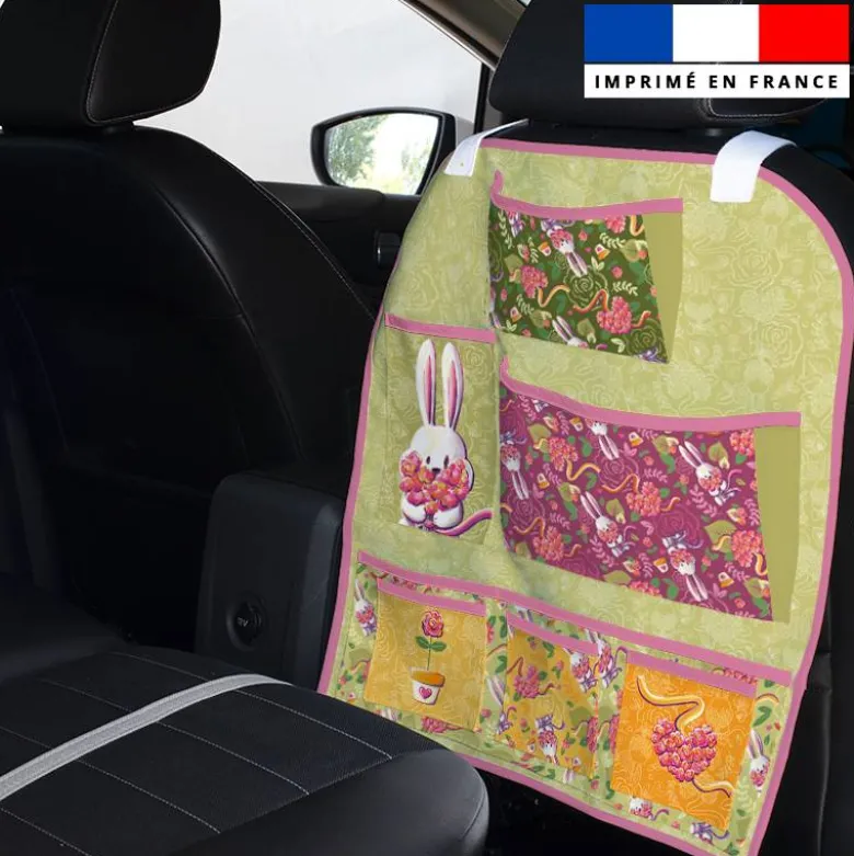 Patron pour organisateur de voiture motif lapin printanier + Coupon pochette Offert - Création Stillistic
