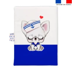 Patron protège carnet de santé personnalisé - Chihuahua Marin - Création Jolifox