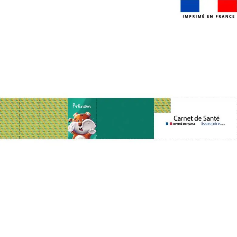 Patron protège carnet de santé personnalisé - Tigre Lou-Stick - Création Stillistic