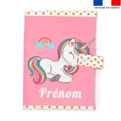 Patron protège carnet de santé personnalisé - Licorne rose