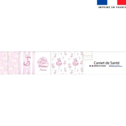 Patron protège carnet de santé personnalisé - Sweet flamant rose