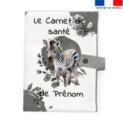 Patron protège carnet de santé personnalisé - Zèbre aquarelle