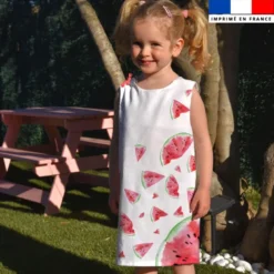 Patron robe enfant imprimé pastèque blanc