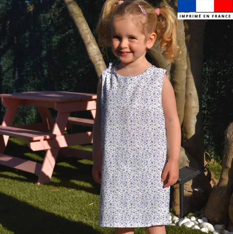Patron robe enfant motif petites fleurs violettes