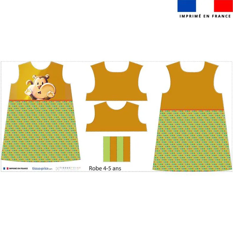 Patron robe enfant motif Singe Lou-Stick - Création Stillistic